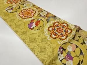 華紋に花菱・七宝模様織出し袋帯